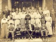 Black and white group photo of school pupils in Morrisville, NY